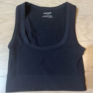Garage U-Neck Cropped Tank Top in Black